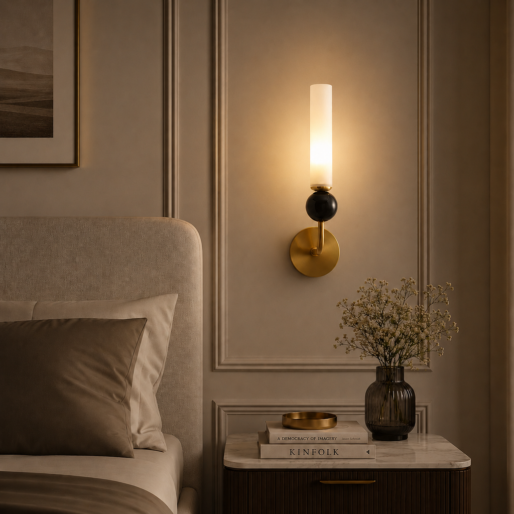 Modern Brass Marble Column Wall Lamp