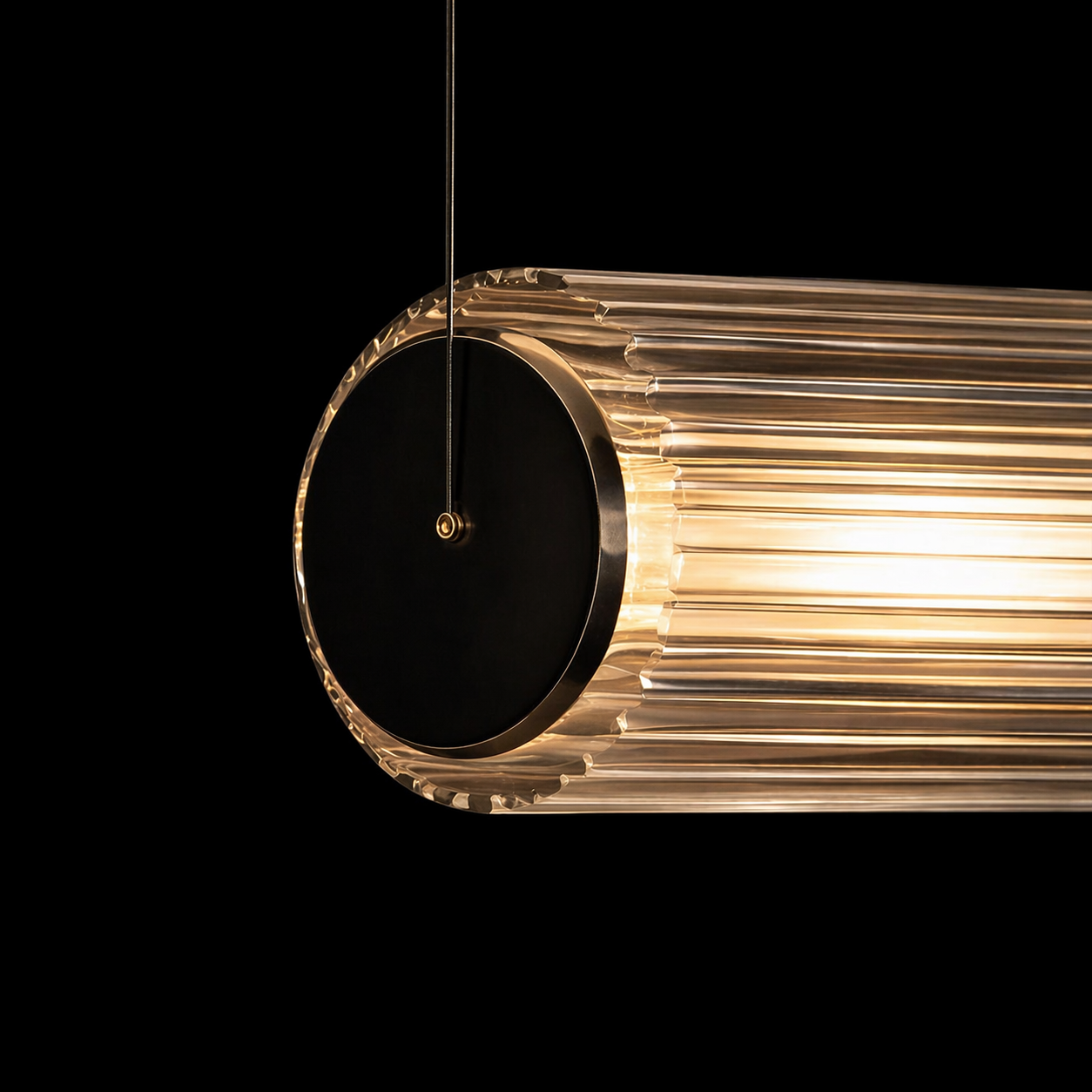 AmberCask Ribbed Glass Cylinder Pendant Light