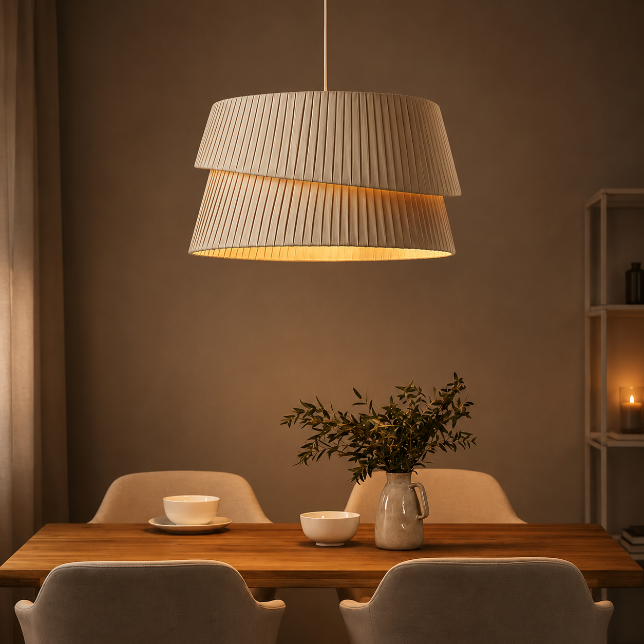 Horizon Weave Modern Textile Tiered Pendant Light
