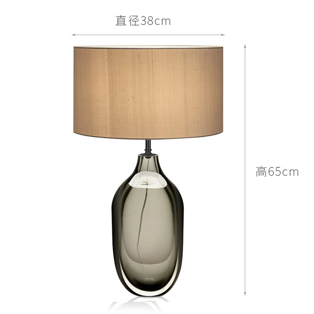 AmberMist Artisan Glass & Fabric Table Lamp