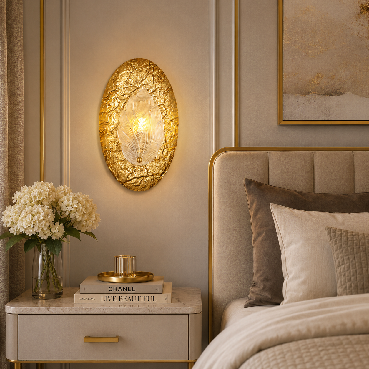 Aura Foliage - Luxury Gold Leaf Wall Sconce