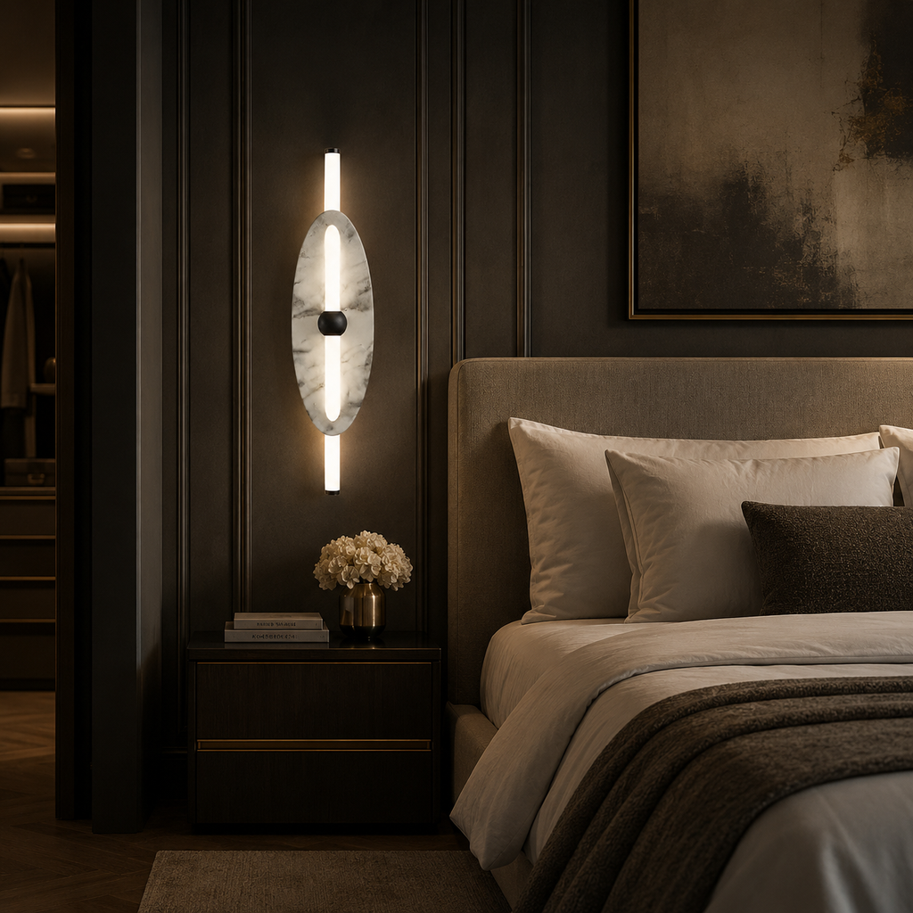 Transitional White Marble Modern Wall Sconce