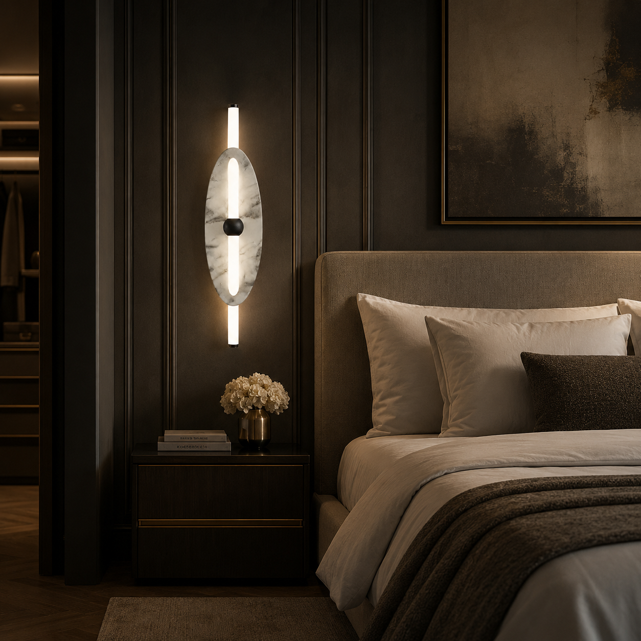 Transitional White Marble Modern Wall Sconce