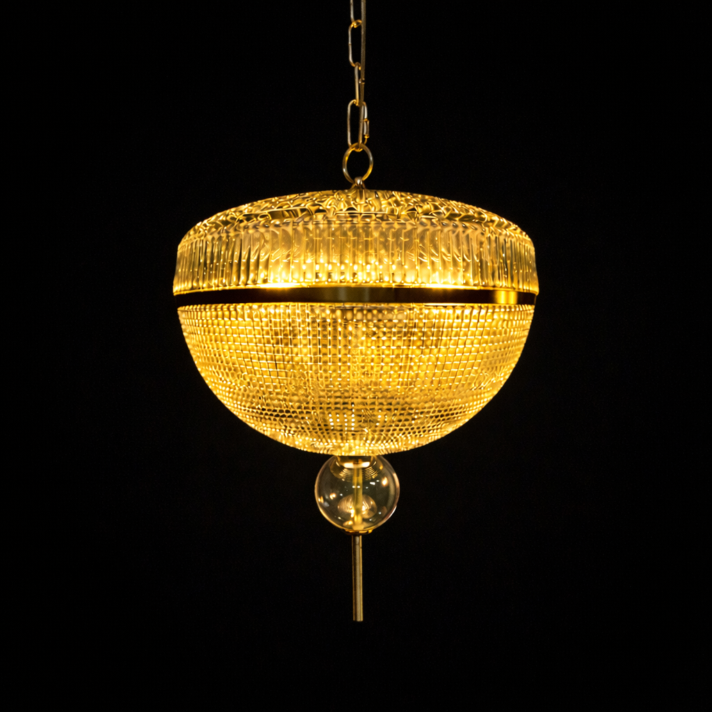 Gilded Ribbed Dome Pendant Light