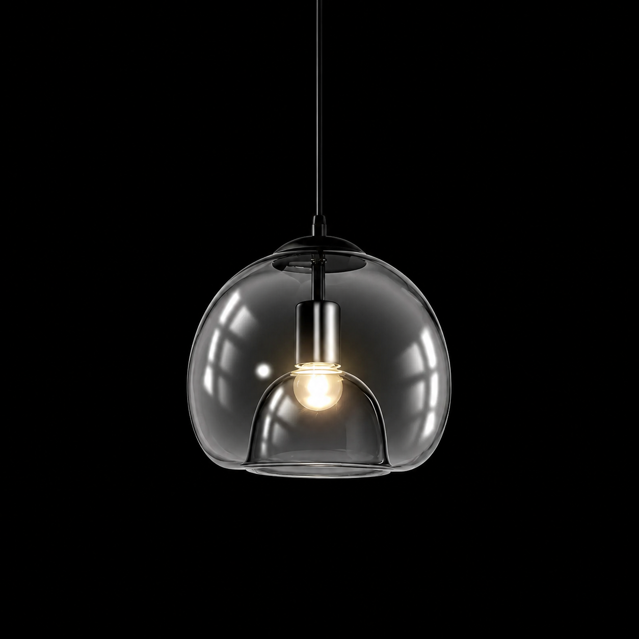 Modern Eres Smoked Glass Globe Pendant Light