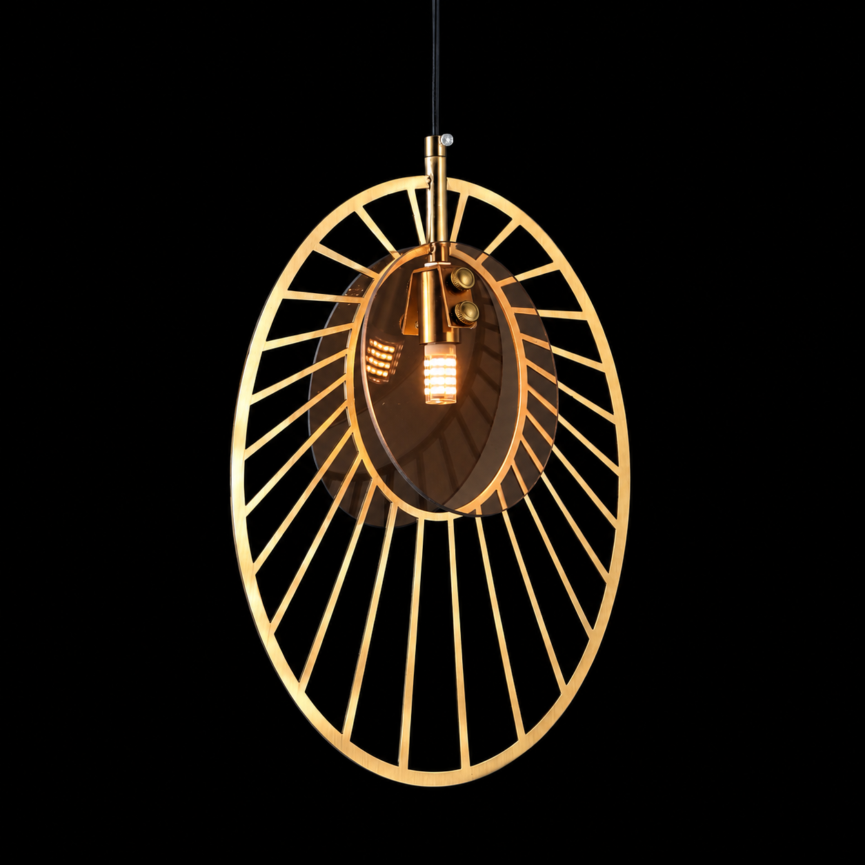 Golden Gaze Oval Cage Pendant Lamp