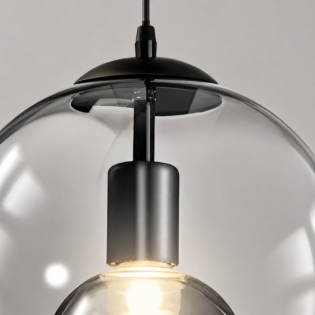 Modern Eres Smoked Glass Globe Pendant Light