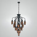 Regal Obsidian Glow (Warm Red) Glass Chandelier