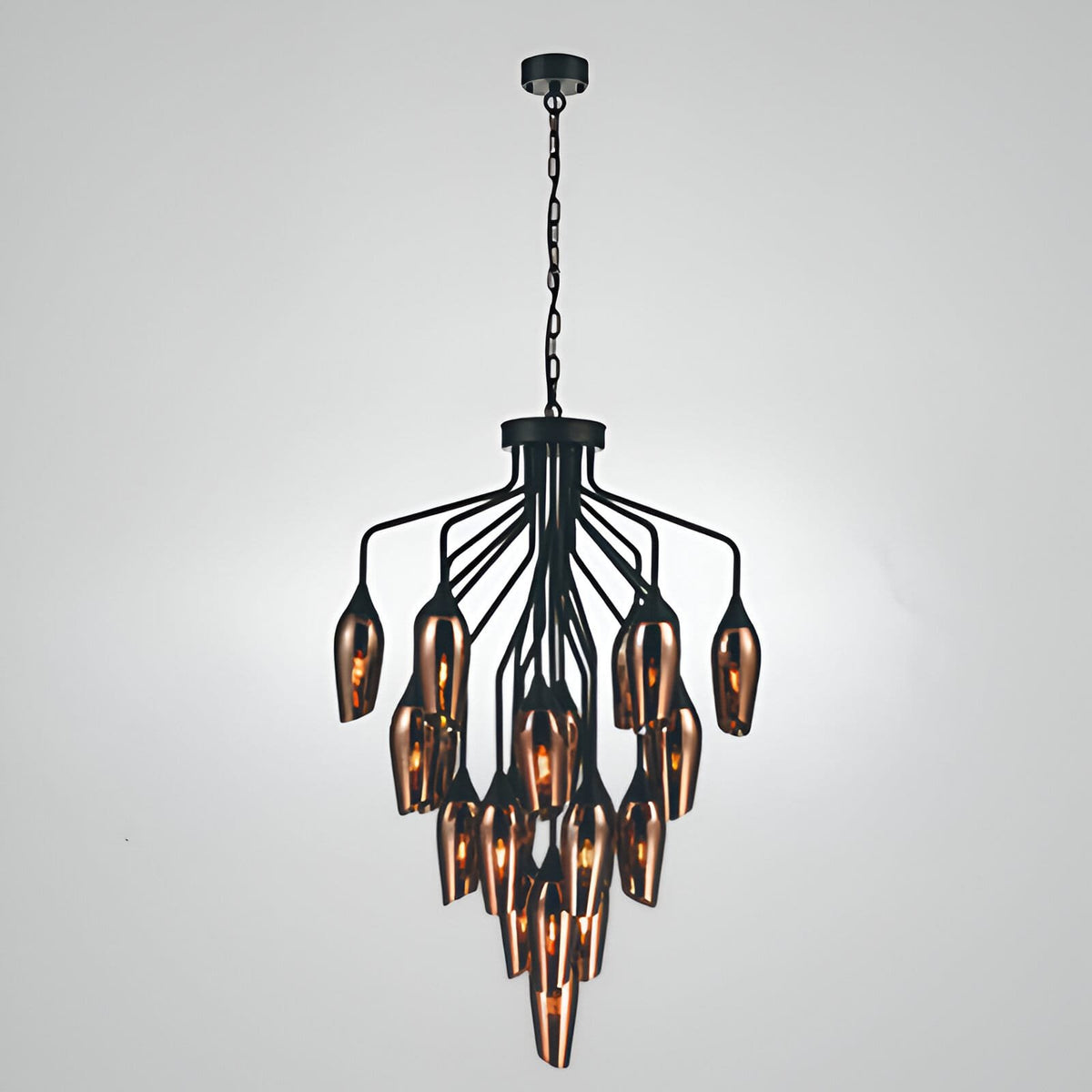 Regal Obsidian Glow (Warm Red) Glass Chandelier