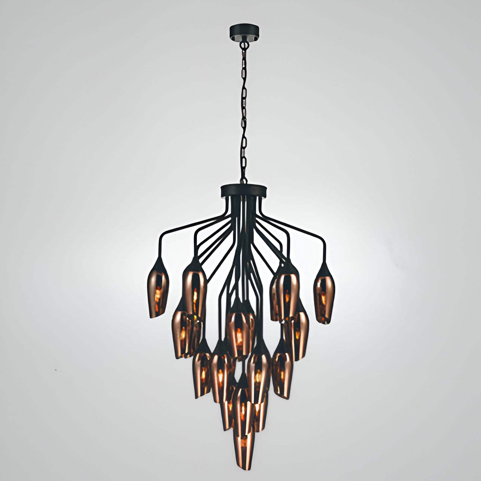 Regal Obsidian Glow (Warm Red) Glass Chandelier