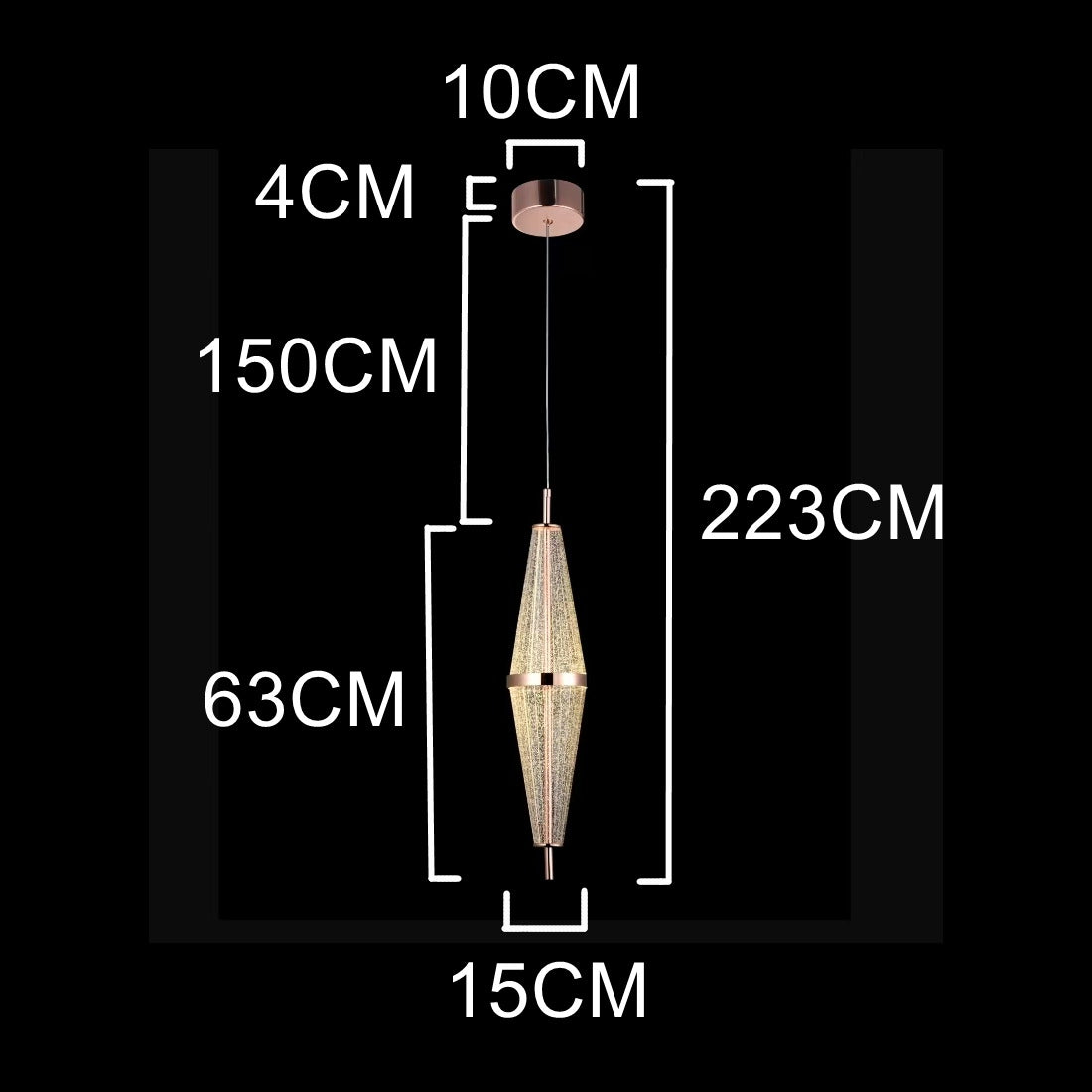 Luminara Crystal Teardrop Pendant Lamp in Rose Gold