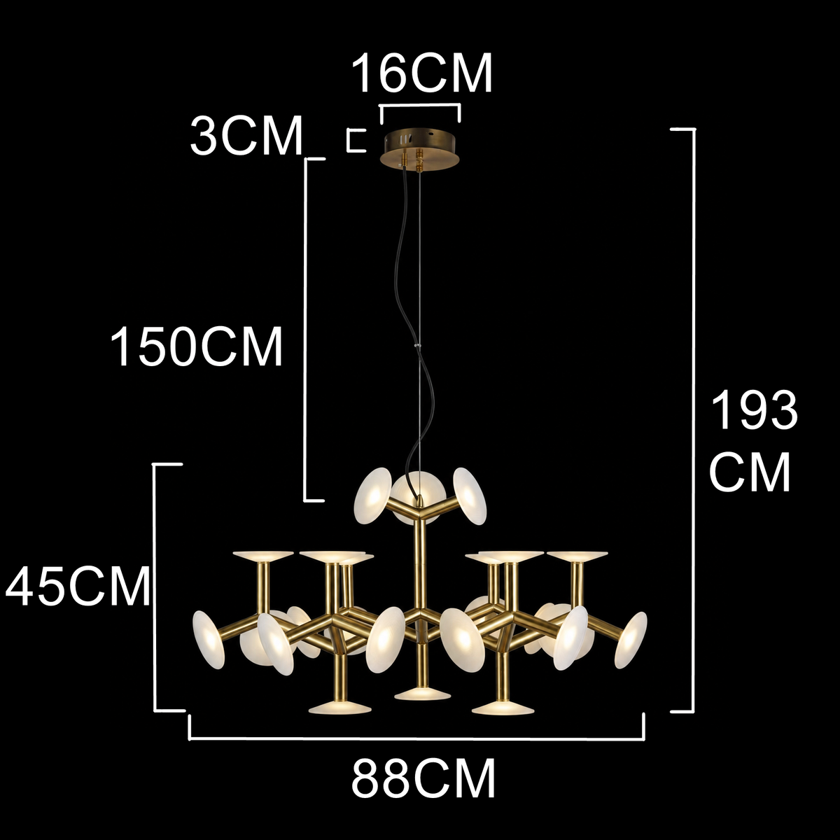 Aurelio Modern Brass Disc Chandelier