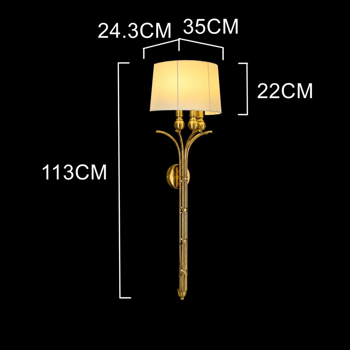 Aurelia Classic Gold Wall Light with Fabric Shade