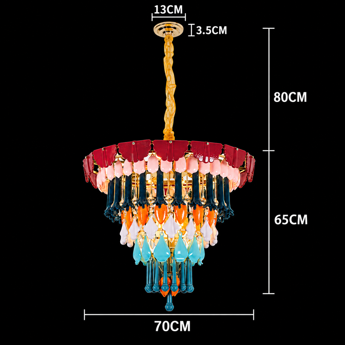 Luxury French Gold Multicolor Crystal Chandelier