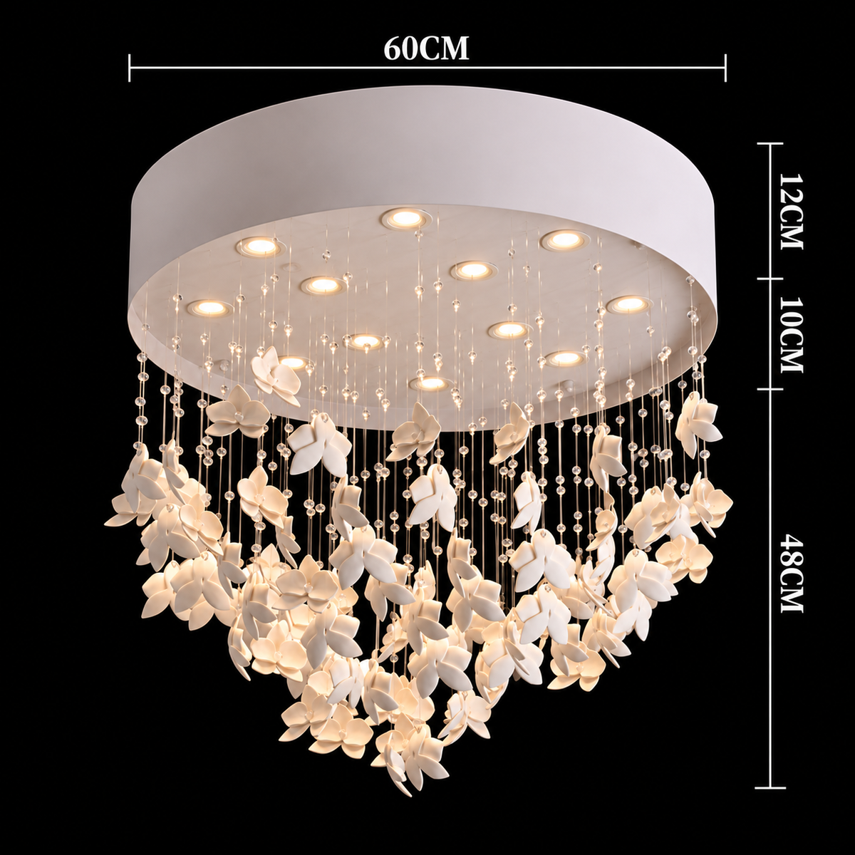 Modern White Ceramic Floral LED Ceiling Chandelier