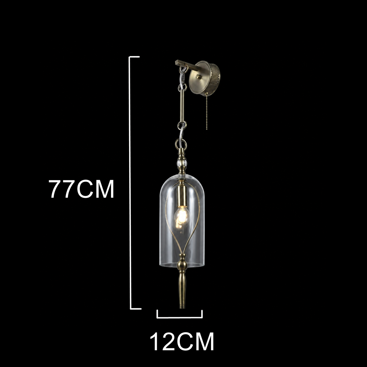 Luxury Vintage Brass Glass Hanging Light Fixture