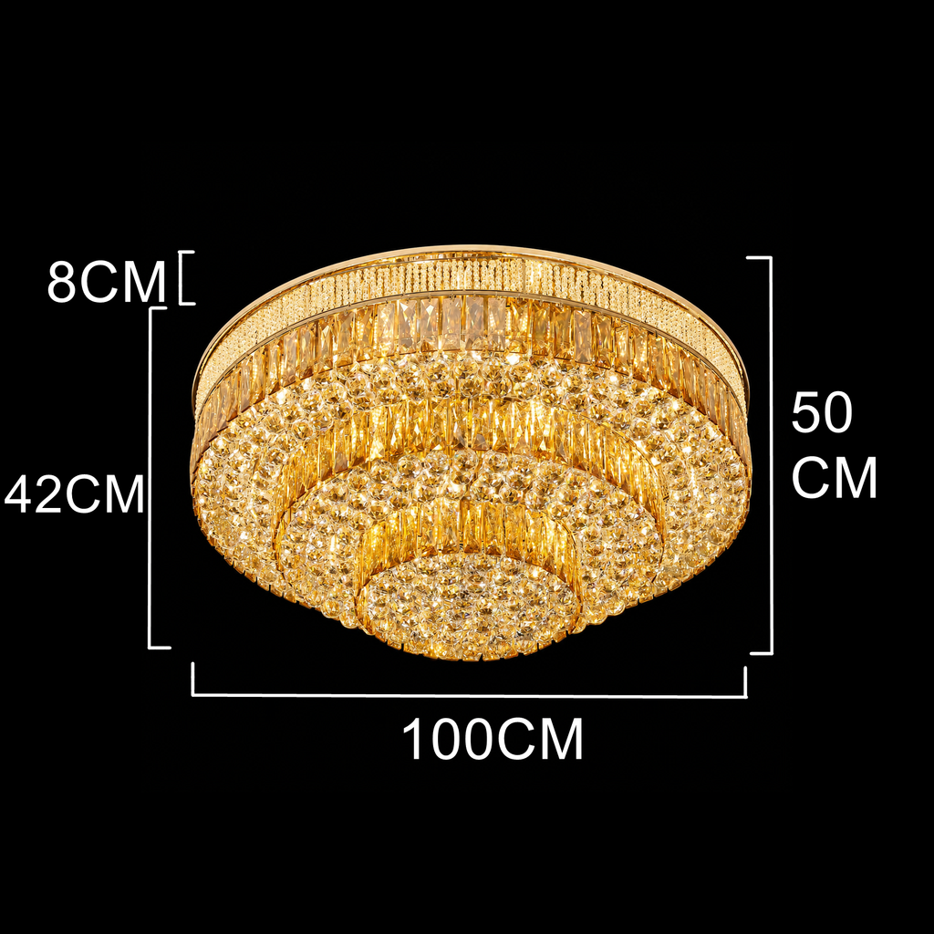 Luxury Round Crystal Flush Mount Chandelier