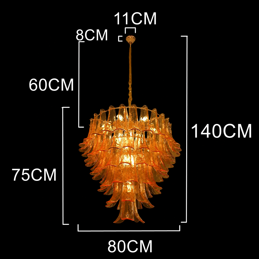 Modern Amber Art Glass Chandelier