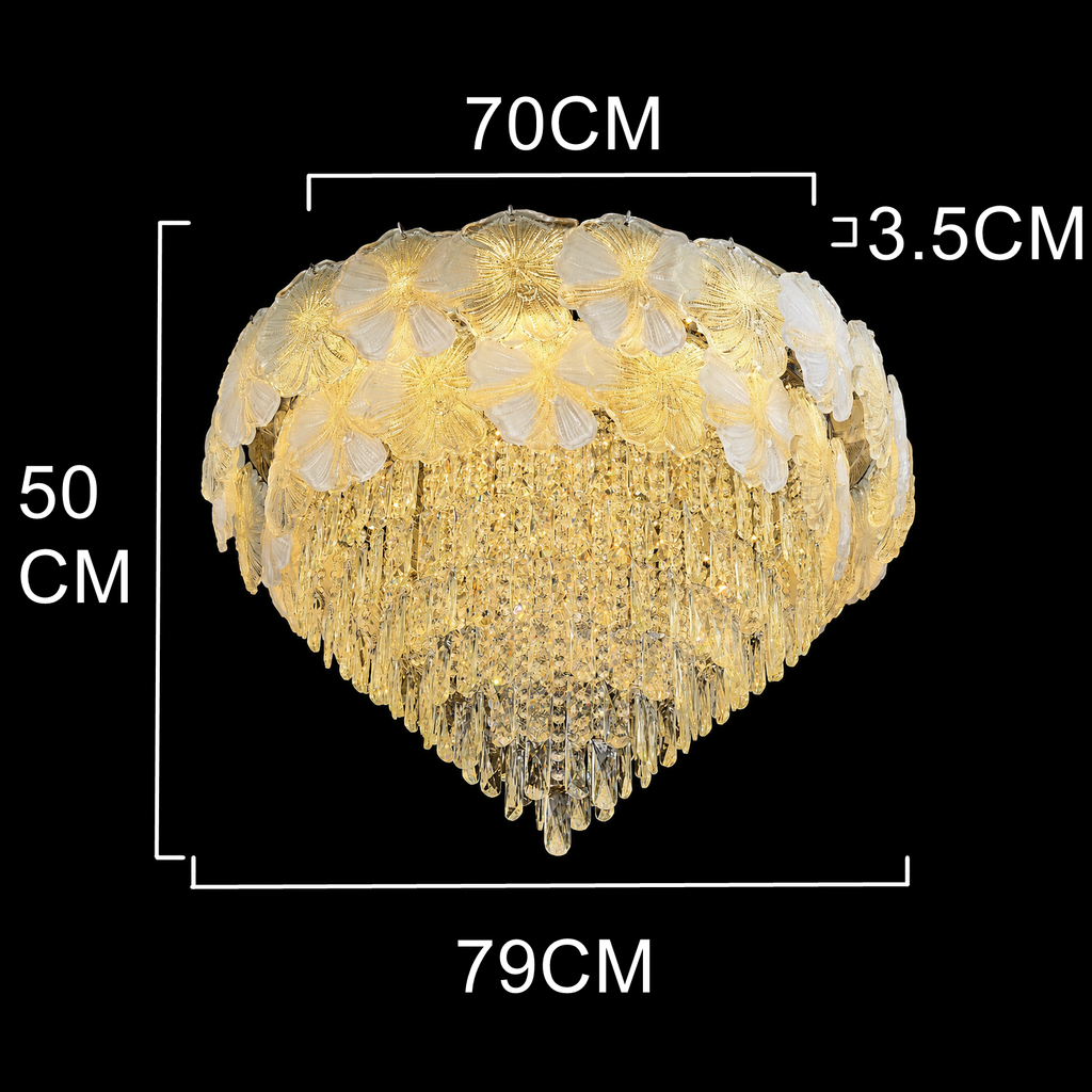 Celestia Cascade Crystal Flush Mount Chandelier