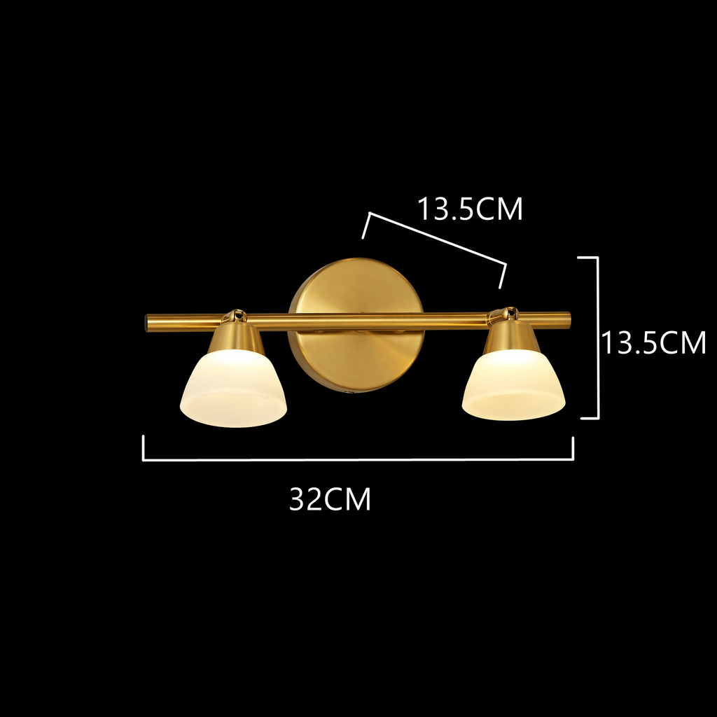 Aurelia 2-Light Brass Vanity Wall Lamp