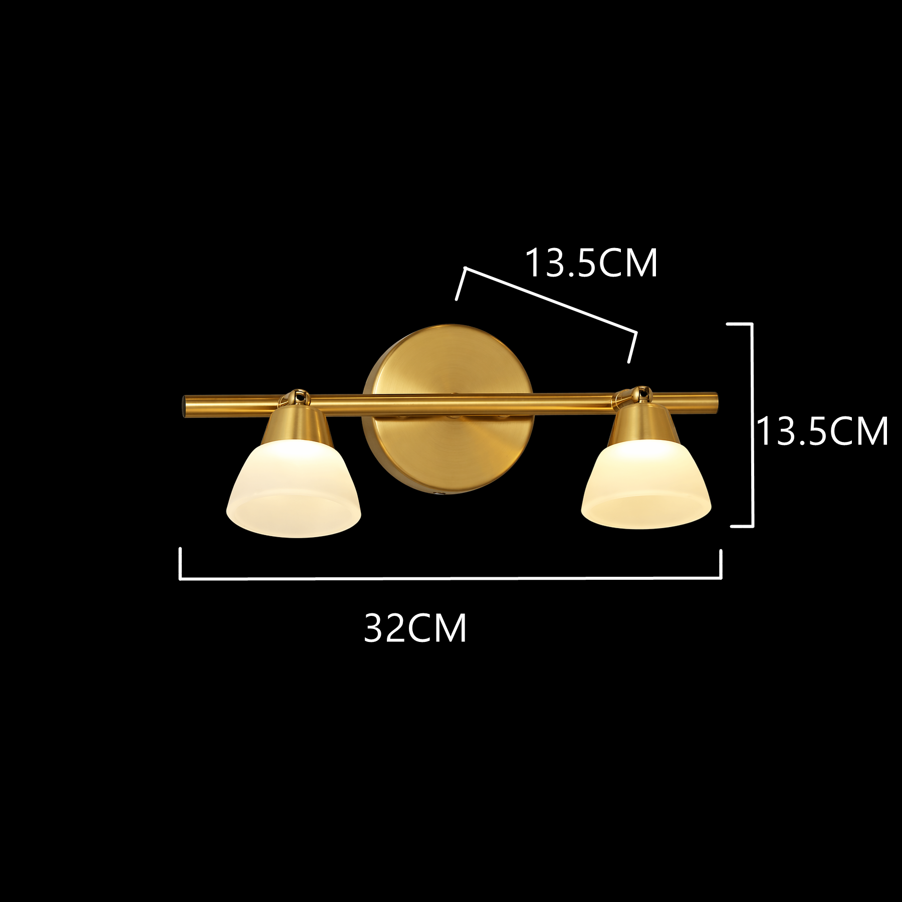 Aurelia 2-Light Brass Vanity Wall Lamp