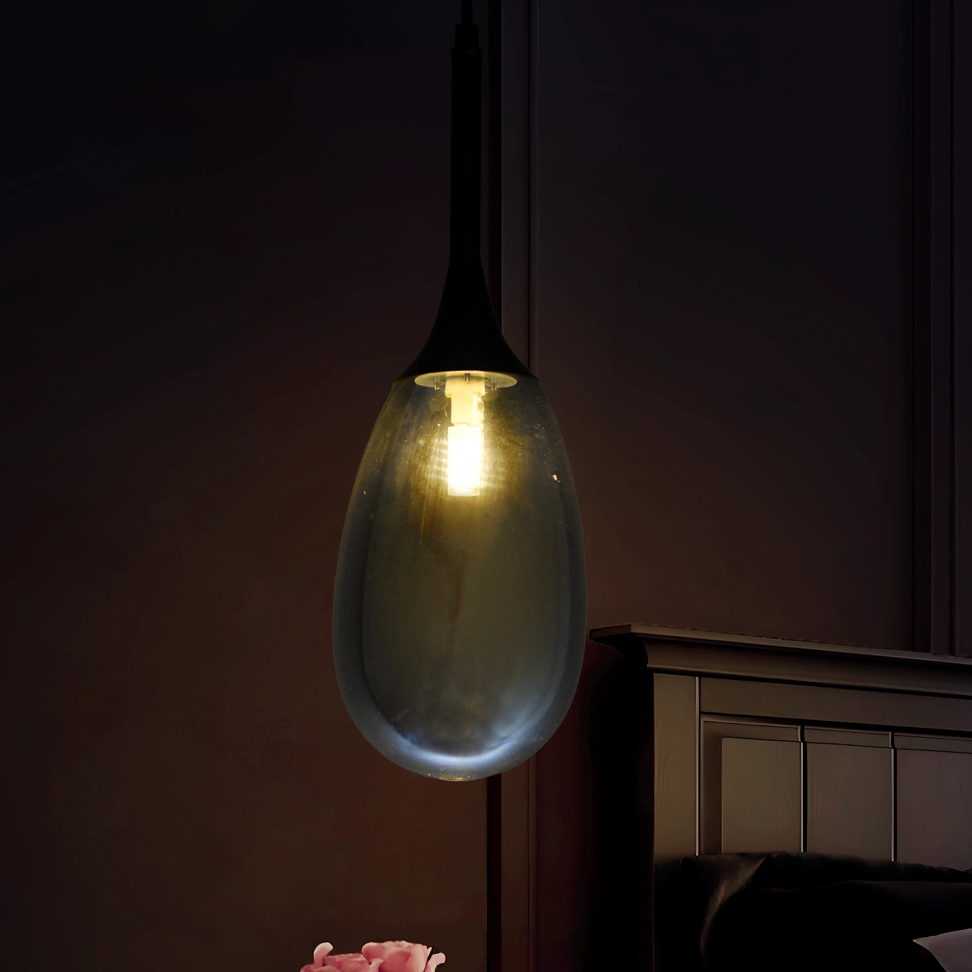 Smoked Drop Glass Pendant Lamp