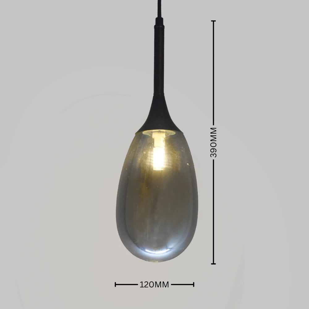 Smoked Drop Glass Pendant Lamp