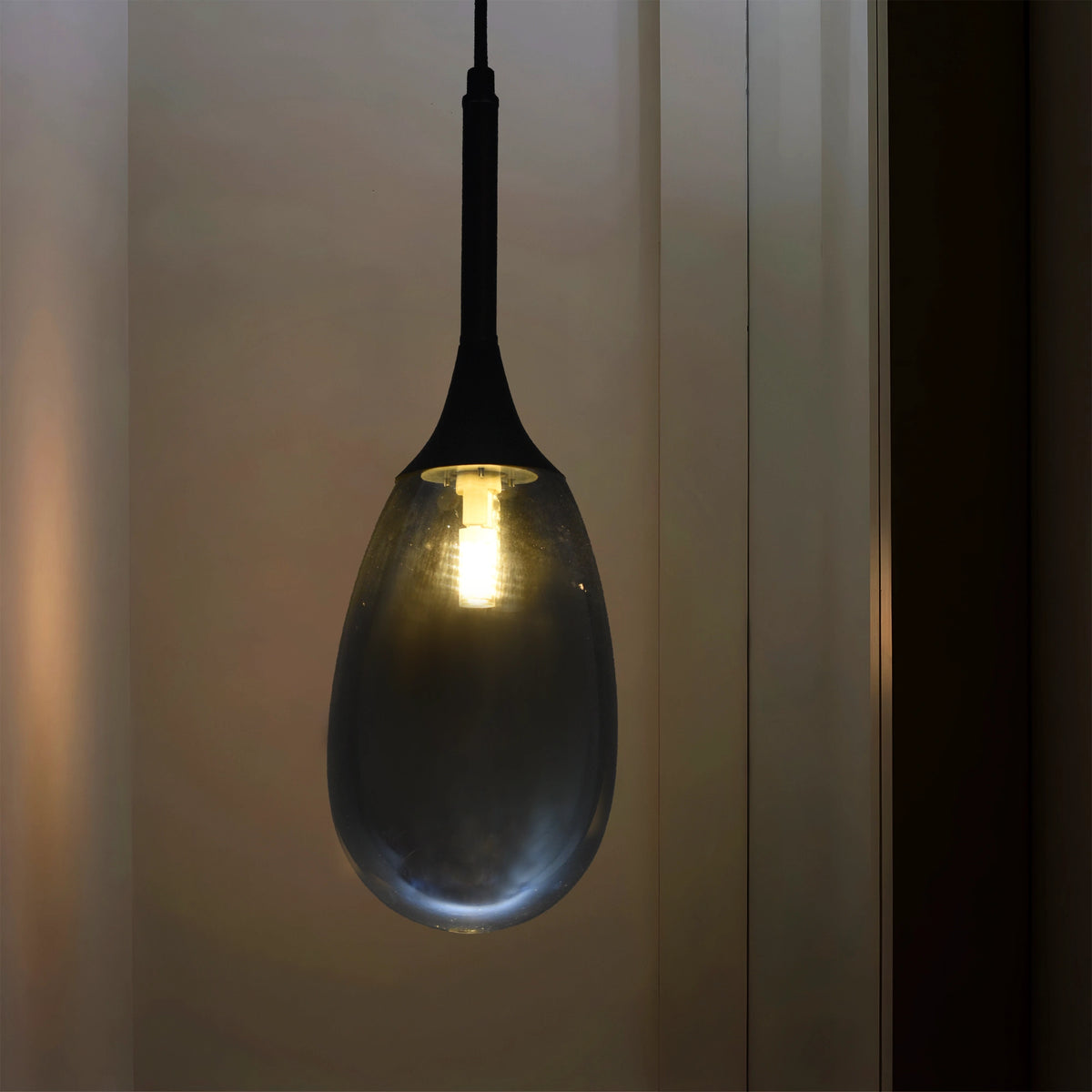 Smoked Drop Glass Pendant Lamp