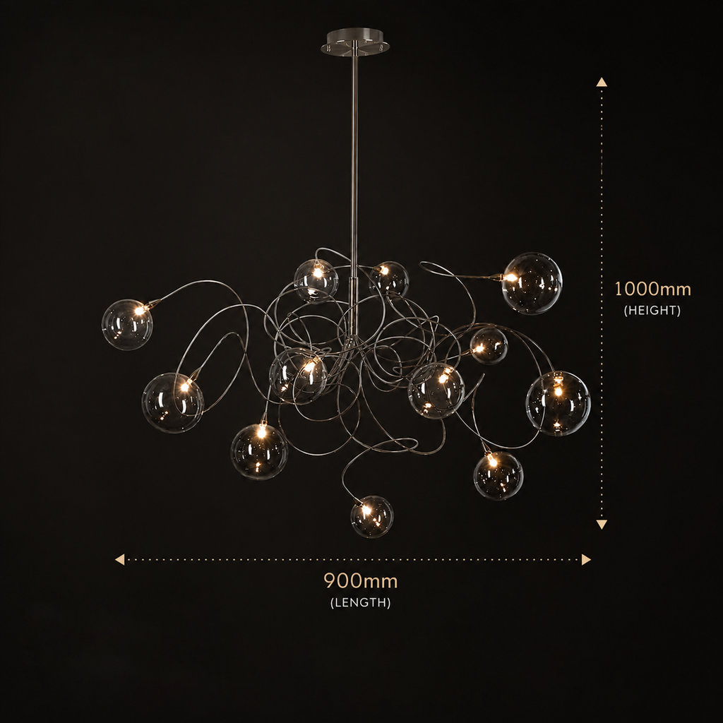Shadow Dance (Chrome) Glass Chandelier