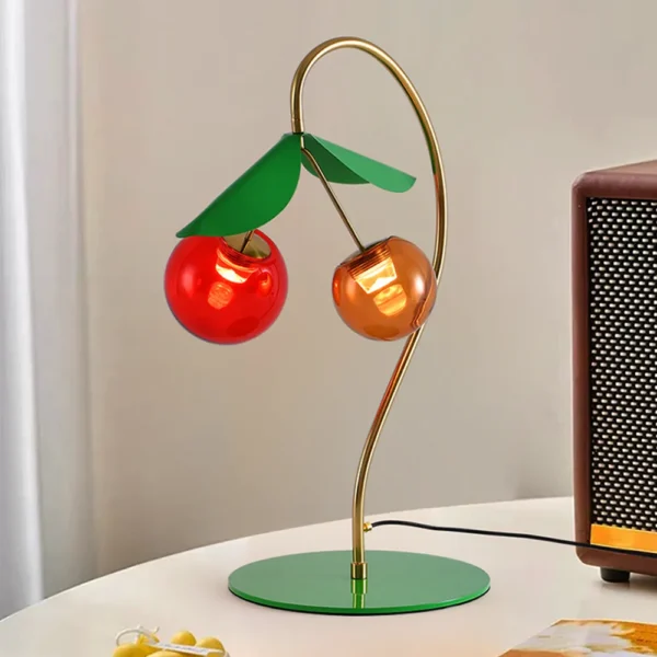 Artistic Gold Cherry Glass Table Lamp