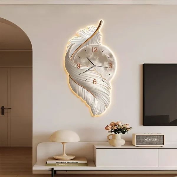 Celestial Feather Illuminated Wall Clock