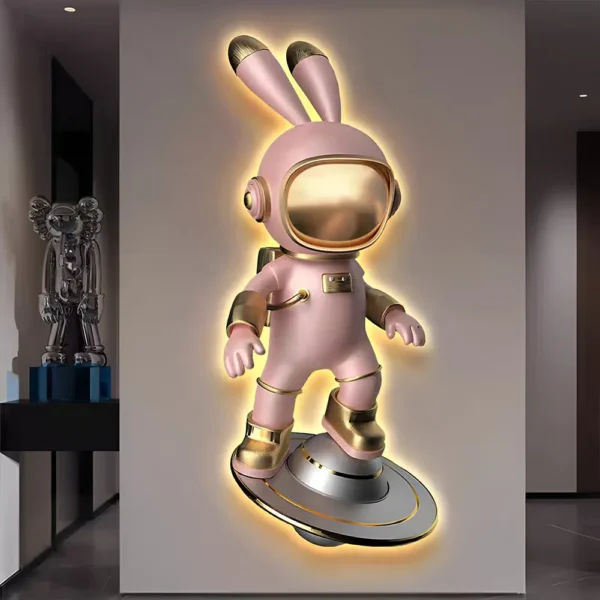 Cosmic Bunny Astronaut Figure Wall Art