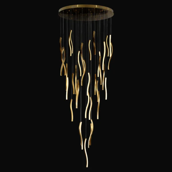 Perfect as a grand staircase light, double-height entryway fixture, or modern living room statement piece, it delivers brilliant, ambient lighting and a unique contemporary design.