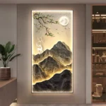 Moonlit Mountain Majesty Illuminated Wall Art