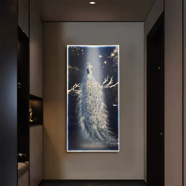 Mystic Azure Peacock - Elegant Avian Wall Art