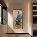 Ocean-Inspired Blue Sailboat Wall Art