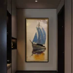 Ocean-Inspired Blue Sailboat Wall Art-3