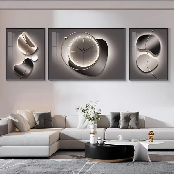 Timeless Flow 3-Piece Abstract Wall Clock Art Set