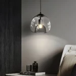 Modern Eres Smoked Glass Globe Pendant Light