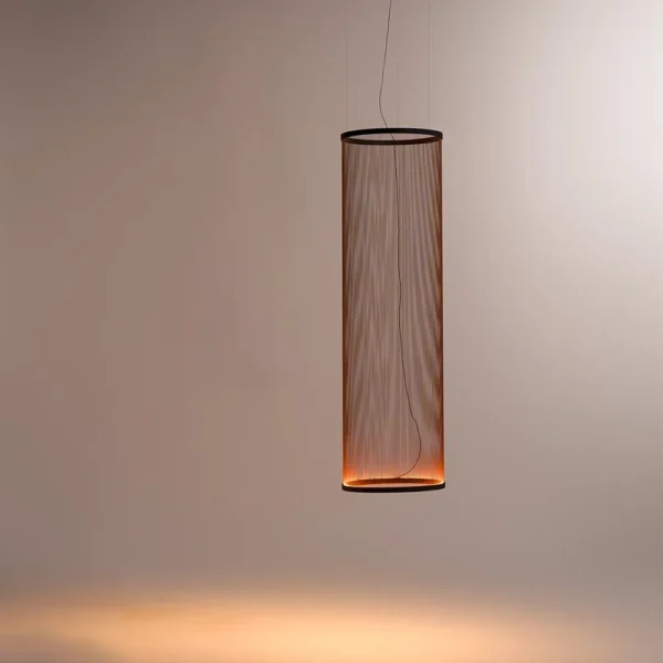 Modern Fabric Shade Column Pendant Light