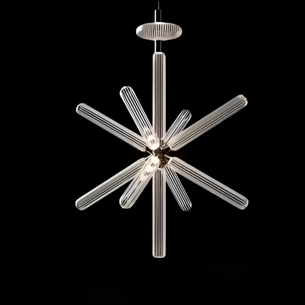 Modern Starburst Sputnik Fluted Glass Chandelier