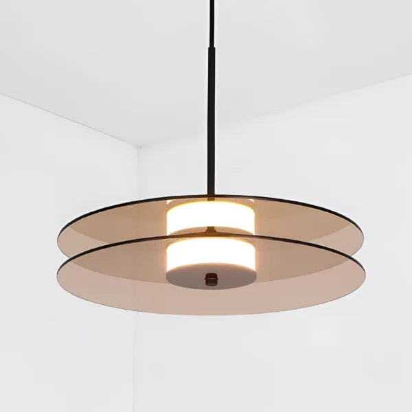 Smoked Glass Layered Saucer Pendant Light