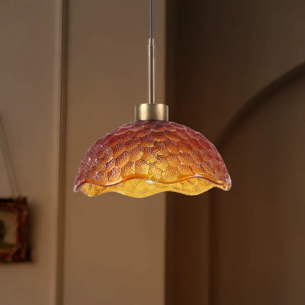 Amber Hive - Textured Glass Dome Pendant Light