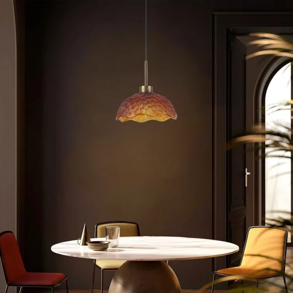 Amber Hive - Textured Glass Dome Pendant Light
