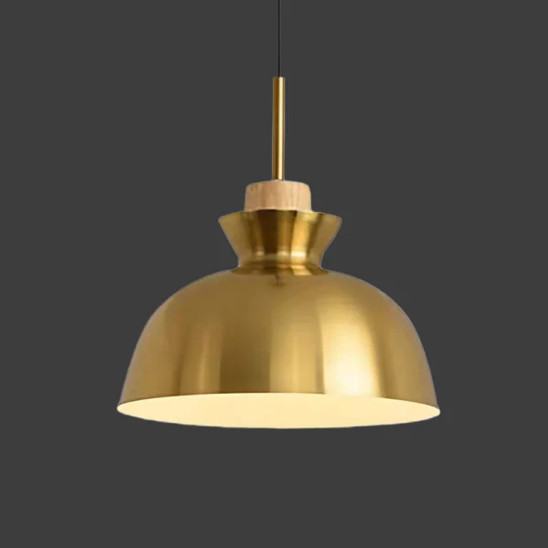 Contour Wood-Top Antique Gold Pendant Light