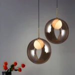 Halo Orb - Contemporary Amber Orb Pendant Light