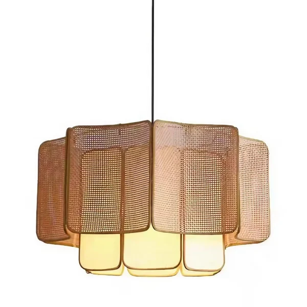 Horizon Netting Open-Weave Rattan Pendant Light