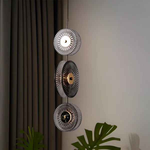 Lunar Disc- Modern Fluted Glass Pendant Light