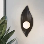 Raven's Glow - Black Leaf Wall Sconce with Orb Light