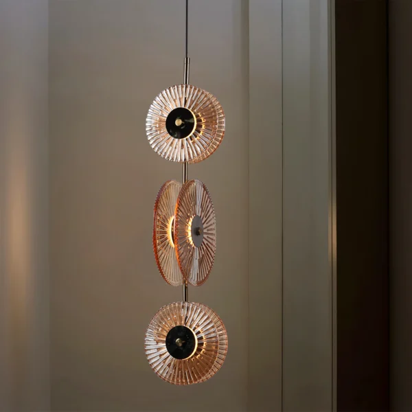 Solar Disc- Modern Fluted Glass Pendant Light